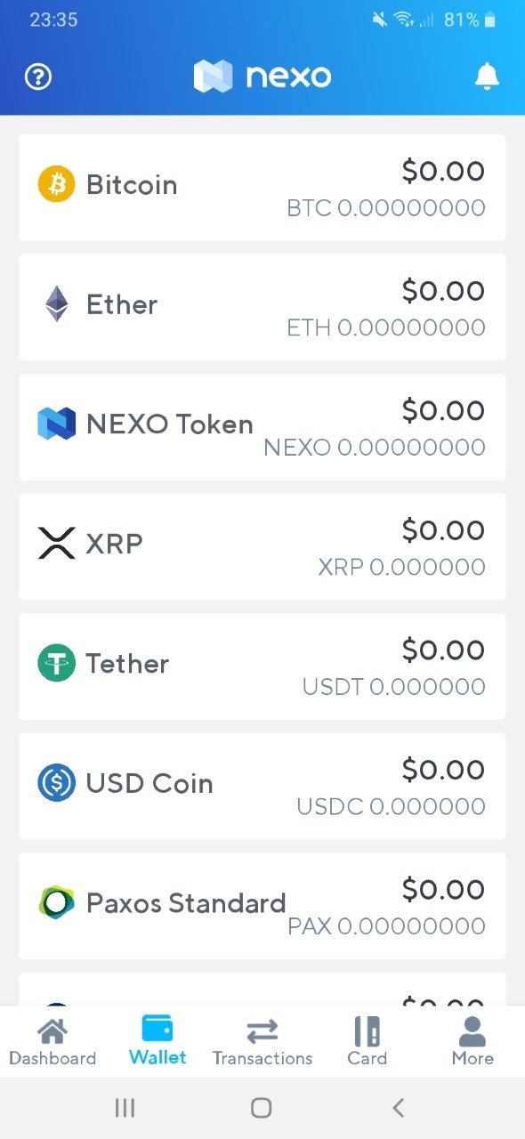 nexo wallet crypto